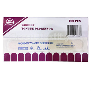 WUYANG Wooden Tongue Depressor Sterileไม้กดลิ้น แบบฆ่าเชื้อแล้ว 100 ชิ้น 1 กล่อง