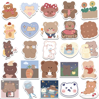 [พร้อมส่ง] สติ๊กเกอร์ พี่หมีสายเกา ชุด 102 ชิ้น กันน้ำ สําหรับติดตกแต่ง