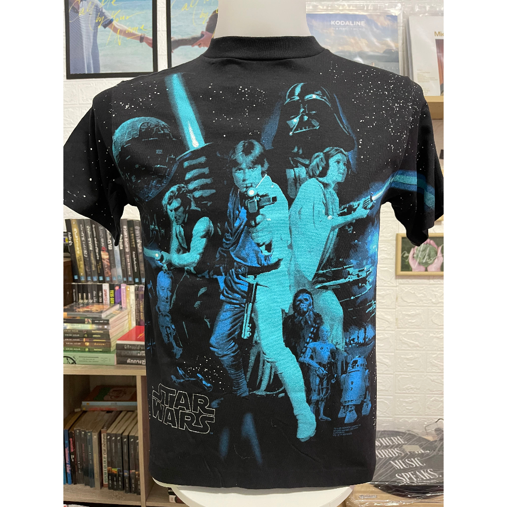 เสื้อวินเทจ 90 Vintage Star Wars USA Size L (Kid) สีดำ ตะเข็บเดี่ยว สภาพไม่ผ่านการใช้งาน