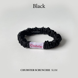 รุ่นสลิม Black ยางรัดผม Satin Scrunchie ยางรัดผมซาติน หนานุ่ม