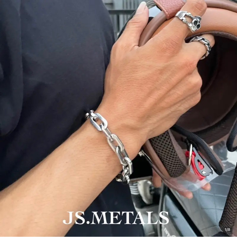 METALS สร้อยข้อมือโซ่ รุ่นโซ่ฝรั่ง 12 mm สีเลสเงา สแตนเลส (WATERPROOF) B03-02