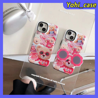 💕พร้อมส่ง💕iPhone 14 13 12 11 Pro Max เคส for เคสไอโฟน11 แฟชั่น บางเบาพกพาง่าย น่ารัก การ์ตูน หมี พร้อมขาตั้ง Case