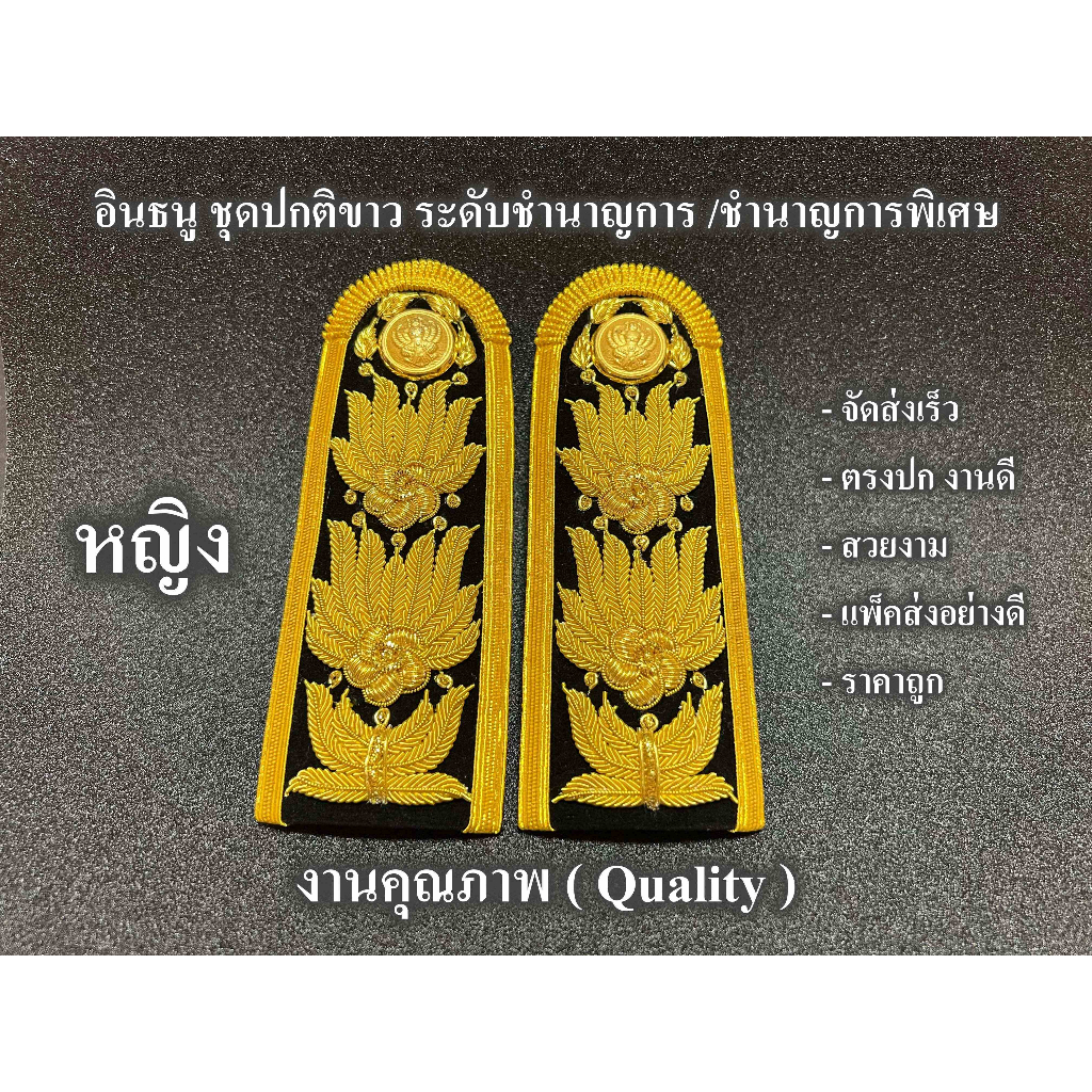 ชำนาญการ / ชำนาญการพิเศษ ชุดขาว ( 7-8 ) หญิง อินธนูข้าราชการ จัดส่งเร็ว