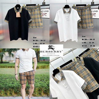 ชุดเซท BURBERRY 🔖 เสื้อโปโล + กางเกงขาสั้น 👕🩳 Hiend 1:1 Cotton 💯 ร้านค่าจัดส่งไว