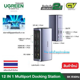 UGREEN USB-C 12in1 Multifunction Docking Station อุปกรณ์ต่อพ่วง (MST for All PC OS) รุ่น 90325