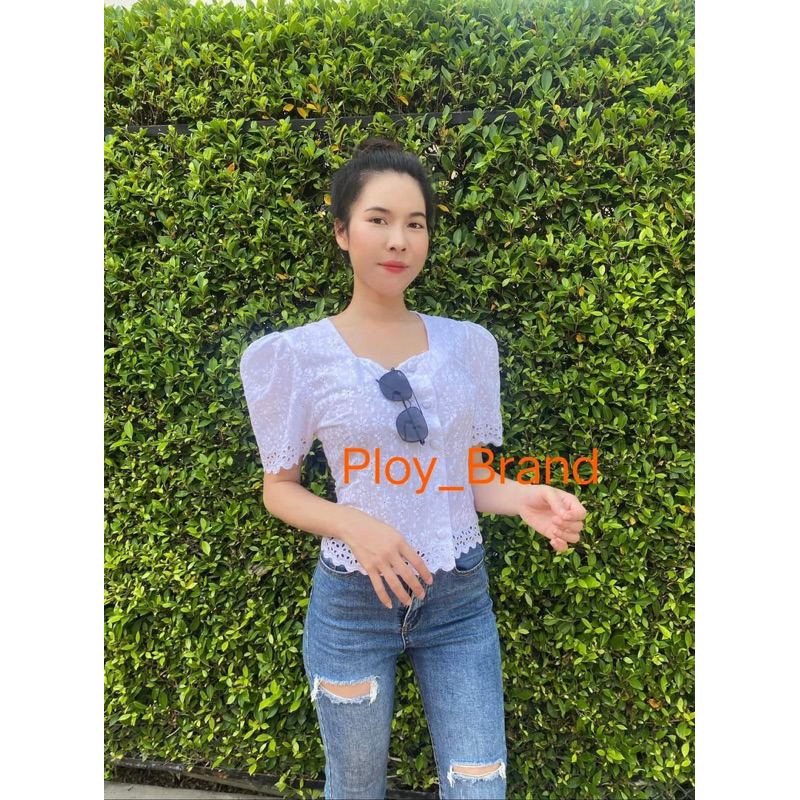 เสื้อลูกไม้เกี้ยวเกล้าคอตตอนแท้100%