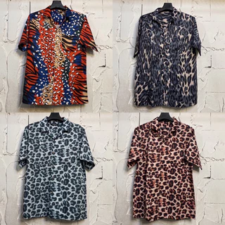 ราคาส่ง‼️เสื้อฮาวาย เสื้อลายเสือวินเทจ และลายม้าลาย ไซค์ m l xl 2xl 3xl 4xl ผ้าไหมซาตินอิตาลี่💯%ผ้านิ่มสวมใส่สบายไม่ร้อน