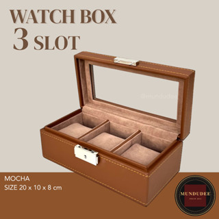 กล่องใส่นาฬิกา 3 เรือน, 3-Slot Leather Watch Box