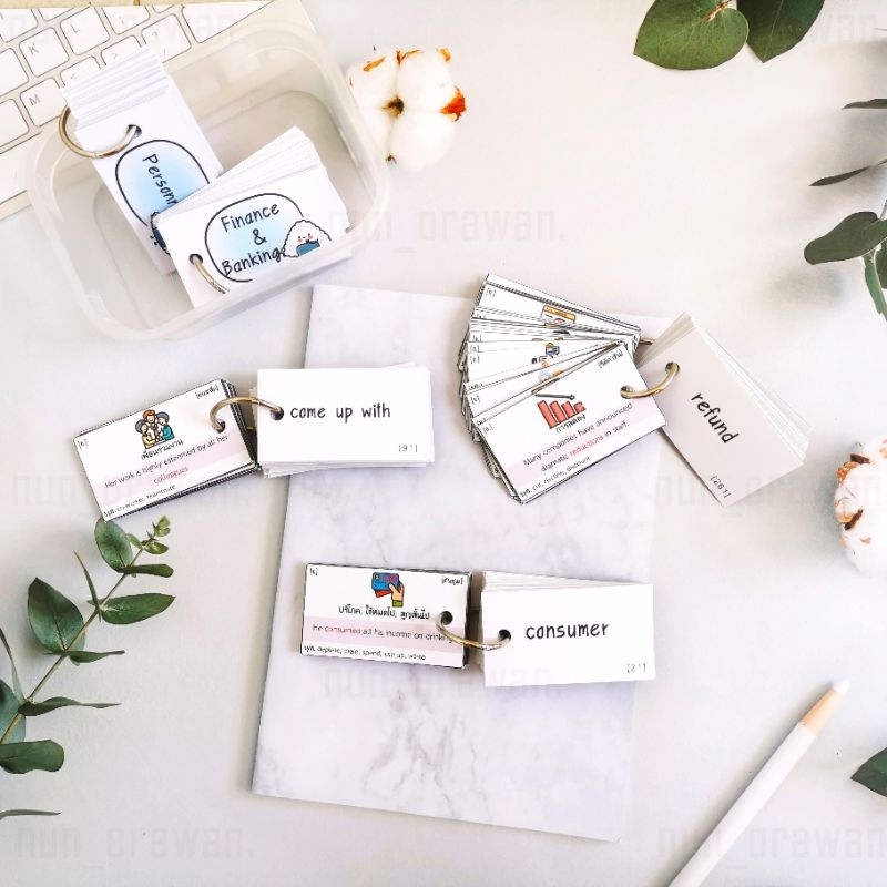 บัตรคำศัพท์​โทอิค_toeic 500คำ บัตรคำแบบใส่ห่วง flash card​ toeic