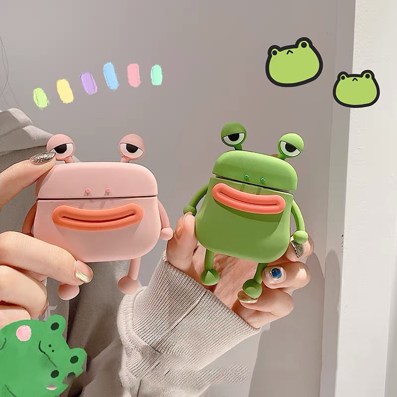 เคสหูฟัง air pods 1/2 tws i9/i10/i11 กบเขียว ของใหม่ พร้อมส่ง