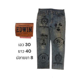 EDWIN กางเกงยีนส์วินเทจ งานญี่ปุ่น สกรีนลาย size 30