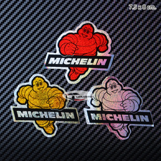 สติ๊กเกอร์ ลาย MICHELIN มิชลิน สะท้อนแสง ขนาด 7.5 x 8 cm.ไวนิล กันน้ำ ติดรถ