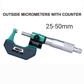 ไมโครมิเตอร์วัดนอก 25-50mm แบบมีตัวนับ Outside Micrometer with Counter 25-50x0.01mm INSIZE 3400-50 อินไซส์ ไมโครวัดนอก