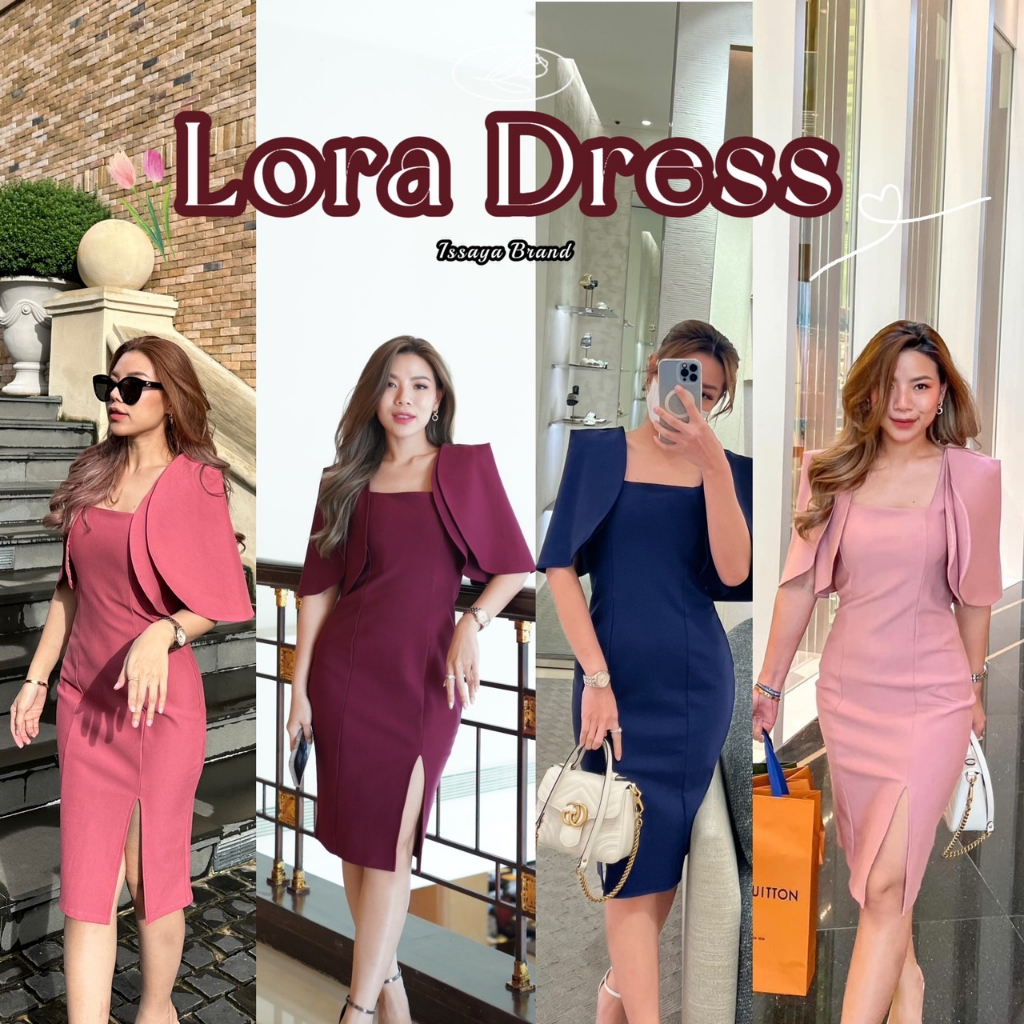 [Issaya Brand] เดรสคลุมไหล่ผ่าหน้า Lora Dress เดรสออกงาน งานแต่ง งานหมั้น พิธี ติดยศ เรียบหรู มีไซส์