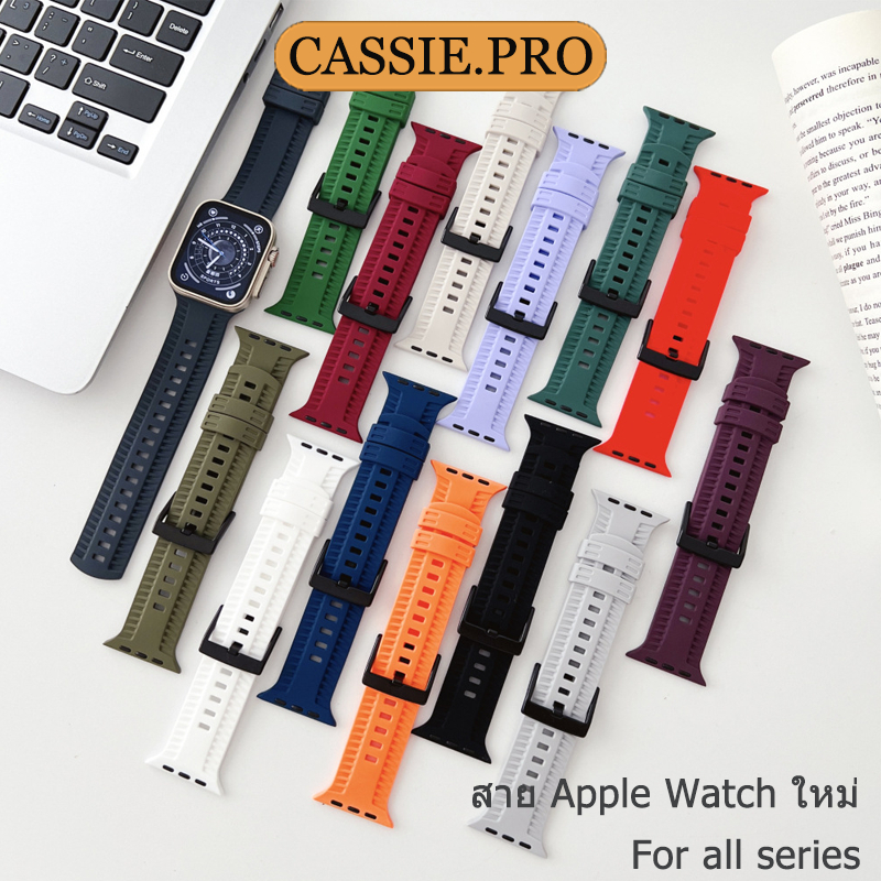 สายนาฬิกาซิลิโคน S11 10 9 8 7 6 se 5 4 3 2 1 Watch Ultra 49mm 46mm 38mm 42mm 41mm 44mm 45mm สายนาฬิกาซิลิโคนระบายอากาศ