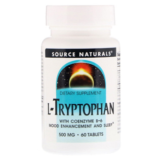 ทริปโตเฟน Source Naturals, L-Tryptophan with Coenzyme B-6, 500 mg, 60 Tablets