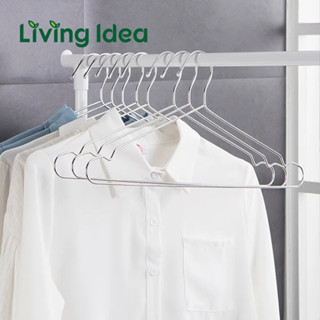 Living idea ไม้แขวนเสื้อสแตนเลส ความยาว 40 ซม. และ 45 ซม. ที่หนีบผ้าสแตนเลส 20 ตัว ราวหนีบผ้าสแตนเลส