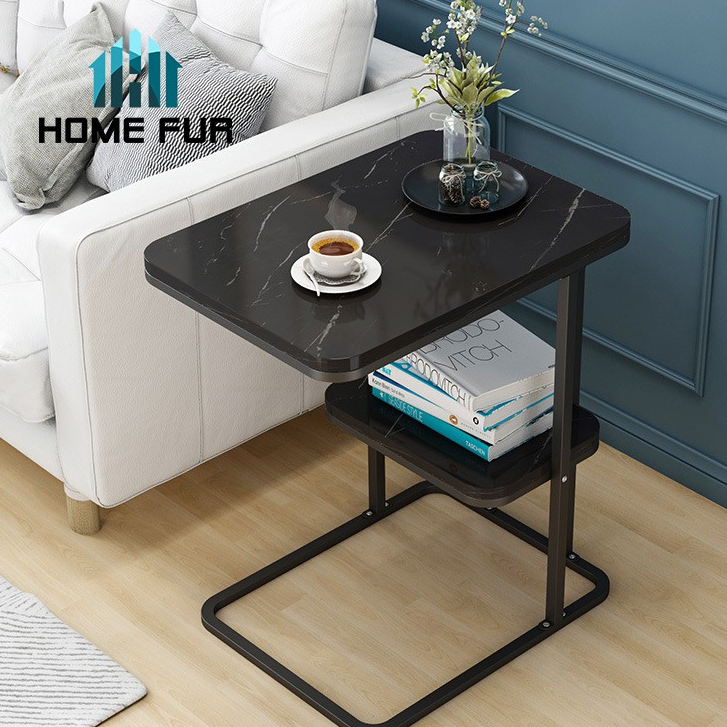 Home Fur โต๊ะวางข้างโซฟา มี 2 แบบ กลมและเหลี่ยม เป็นโครงเหล็กทั้งตัว ตกแต่งด้วยลายหินอ่อนธรรมชาติ