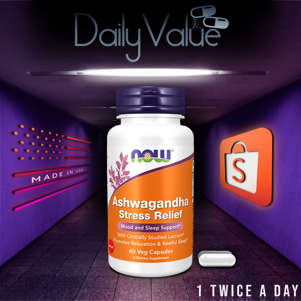 อาชวากันธา / Ashwagandha Stress Relief 300 MG 60 Capsules by NOW FOODS