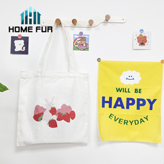 HomeFur กระเป๋าผ้ามินิมอล ลายสกรีน ขนาด 34.5x35cm Tote Bag แฟชั่นสุดฮิตที่ควรมี