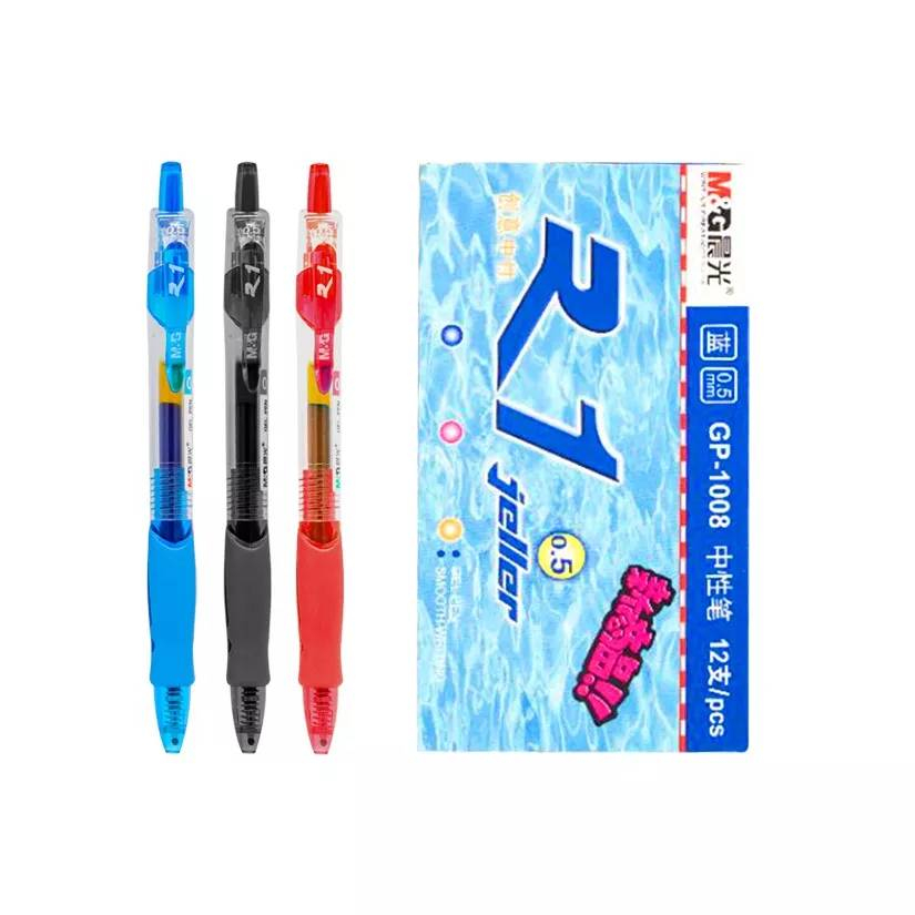 [ของแท้!] M&G ปากกาเจล แบบกด GEL PEN รหัส GP1008 ขนาดหัว 0.5 mm. หมึกสีน้ำเงิน-แดง-ดำ (1 ด้าม)