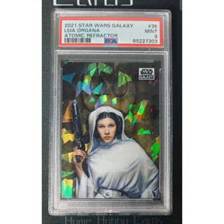 การ์ด 2021 Topps Chrome Star Wars Galaxy "Leia Organa" Atomic refractor /150 PSA 9