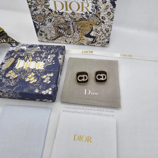 Christian Dior Petit CD Stud Earrings ต่างหูดิออ CD สีดำ โลโก้ล้อมเพชร  งานสวย วินเทจ ถ่ายจากสินค้าจริง