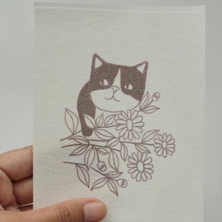 ลายปักแบบสติ้กเก้อร์ cat daisy