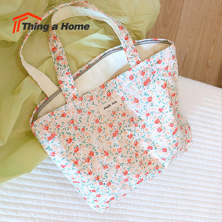 Thing a home ✿ กระเป๋าผ้า กระเป๋าถือ คล้องแขน ลายดอกไม้น่ารักสดใส สินค้าพร้อมส่ง ✿