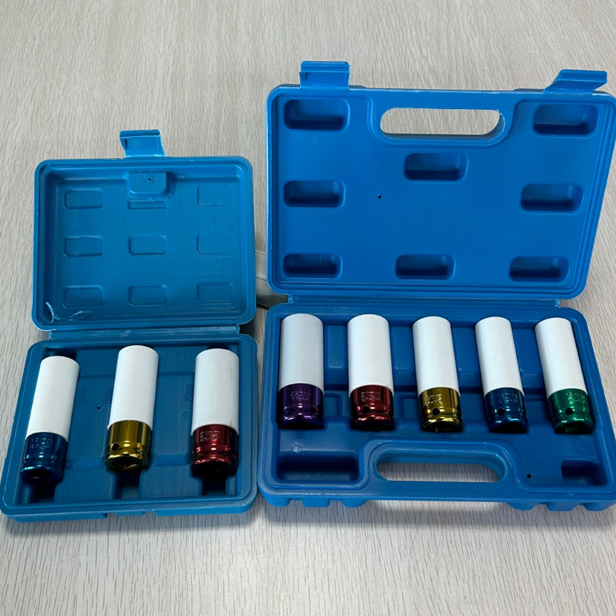 ชุดถอดล้อแม็ก ลูกบล็อกถอดล้อ ขันล้อ กันรอย ขนาด 17 19 21mm Set3ชิ้น  และขนาด 22 21 19 17 15mm Set5ชิ้น