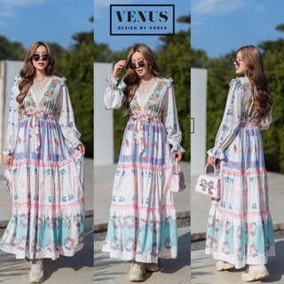 🌈🌿🌸🌼🌺💙❤️🇰🇷 Floral X Lace Long Sleeve Maxi Dress