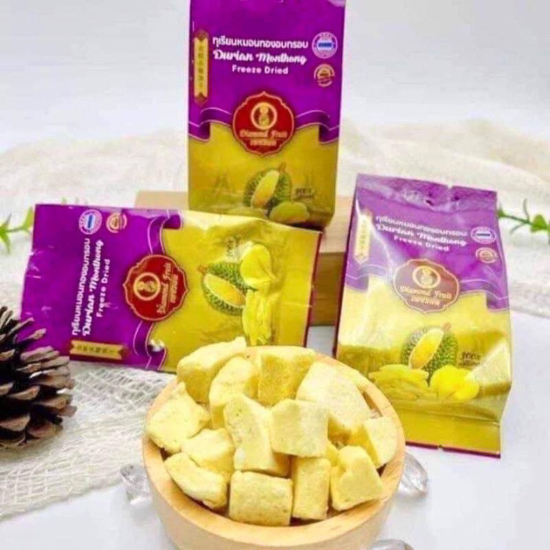 Diamond Fruit ขนุน ทุเรียน สตอเบอรี่ อบกรอบ Freeze Dried สตอเบอรี่ อบแห้ง ขนาด(35กรัม)หวานกำลังดี ตรงปก100%
