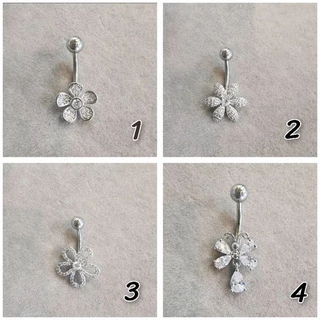 (พร้อมส่ง) จิวสะดือ จิวดอกไม้ จิวเพชร งานสแตนเลสแท้