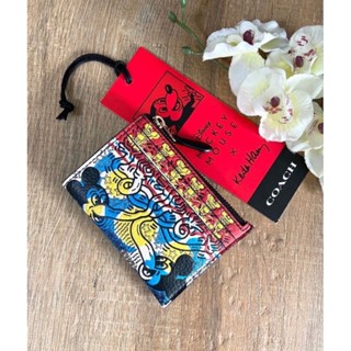 🌈กระเป๋าใส่บัตร New COACH Disney Mickey Mouse X Keith Haring Mini Skinny Id Case