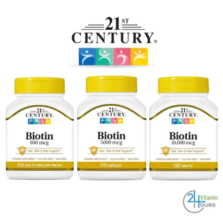 [ พร้อมส่ง] 21st Century , Biotin (ไบโอติน) 800 mcg / 5,000 mcg /10,000 mcg