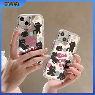 💲คูปองเคลม💲เคสไอโ case for iphone 11 12 แมวดำตัวน้อย เคส 14 13 12 11 pro max การป้องกันกระจกเต็มการป้องกัน