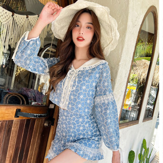 Babyblue Lace Set เซ็ตลูกไม้ฉลุ ปกคอบัวสุดน่ารัก ใส่ง่าย ใส่ทำงานได้ ติดตู้ไว้ได้ใส่ชัวร์ มีซับในทรงใส่สบาย ไม่อึดอัด