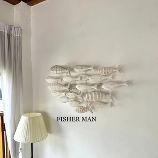 กรอบรูปปลาแขวนผนัง ปลาไม้แขวนผนัง Fishes Wall Hanging
