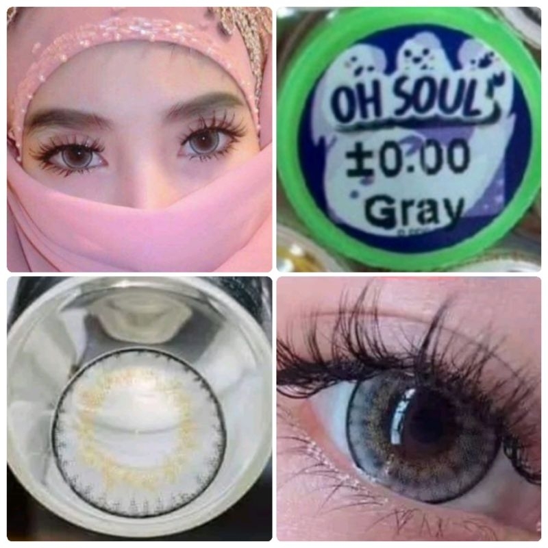 คอนแทคเลนส์ บิ๊กอาย รุ่น Oh soul สีเทา/ตาล/ดำ Gray/Brown/Black มีค่าสายตา (0.00)-(-7.50)