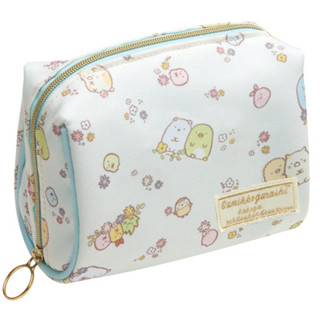 กระเป๋า Sumikko Gurashi Pouch สีฟ้าลายพร้อย ทำจากผ้า ขนาด 9.5 x 12.5 x 6.5 ซม.