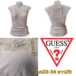 Guess เสื้อยืดสายเดี่ยวสีขาว เสื้อยืดสายเดี่ยวผู้หญิง ลูกไม้