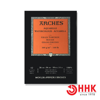 Arches(อาร์เช่) สมุดสีน้ำ ขนาด26×36 ซม. หนา300g ผิวหยาบ (12 แผ่น) 400 014 957