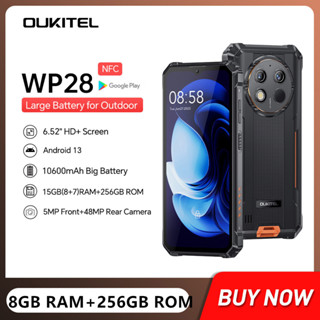 Oukitel WP28 Rugged Smartphone 6.52Inch Display 10600mAh Large Battery Octa Core 8GB+256GB Android 13 Cell Phone 48MP