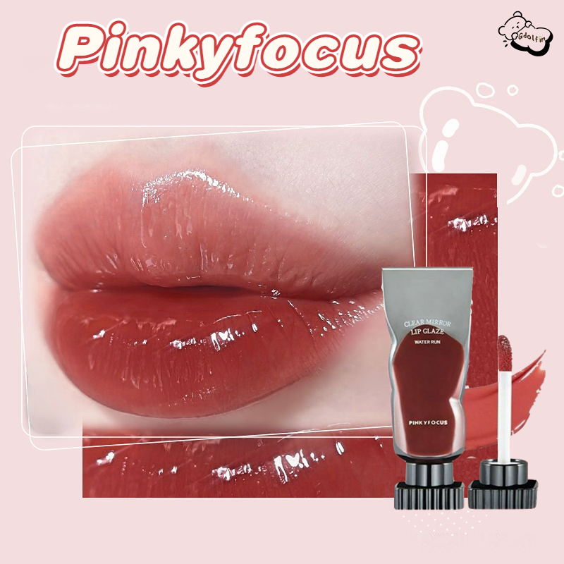 สินค้าเฉพาะจุด Pinkyfocus ลิปกลอส ลิปสติก ลิปโคลนกระจกใส เคลือบริมฝีปาก ลิปกลอส แบบใส แบบใส กันน้ํา ติดทนนาน ไม่ซีดจาง