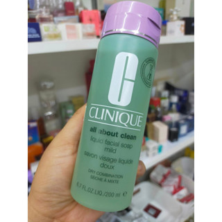 200ml ของแท้ 100 % Clinique All About Clean Liquid Facial Soap Mild สบู่เหลว ล้างหน้า สำหรับ ผิวผสม ผิวมัน ฟองนุ่ม เจล