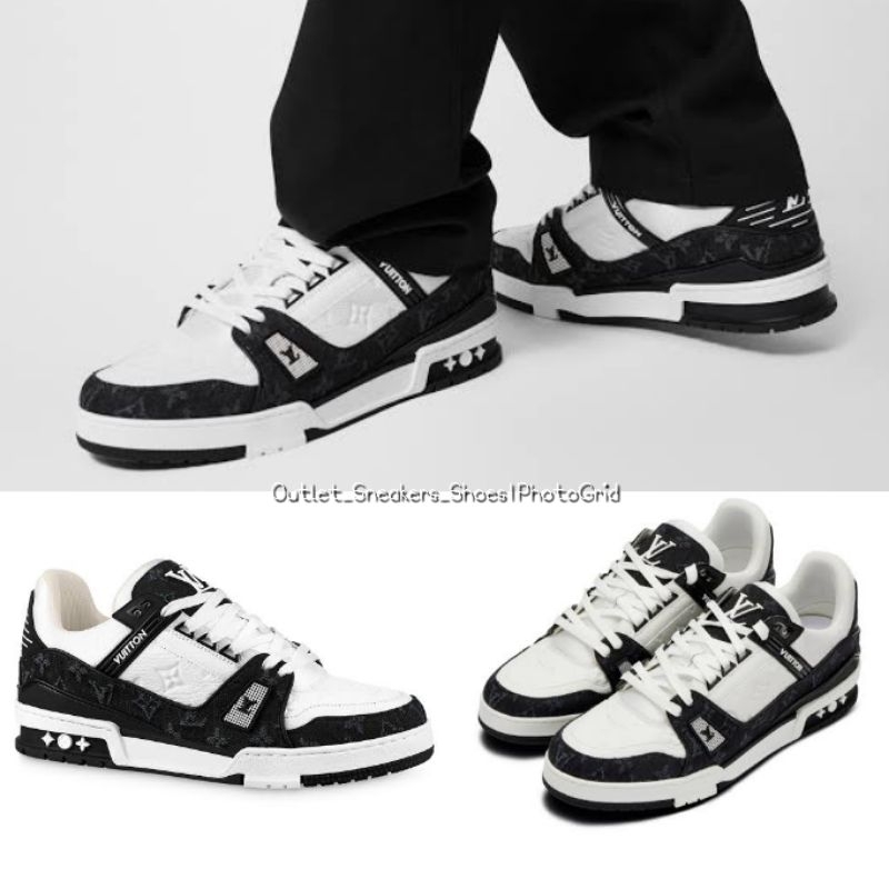 รองเท้า Louis🥾Vuitton🥾LV🥾Trainer White Black – Double Boxed Sneakers ใส่ได้ทั้ง ชาย หญิง ส่งฟรี
