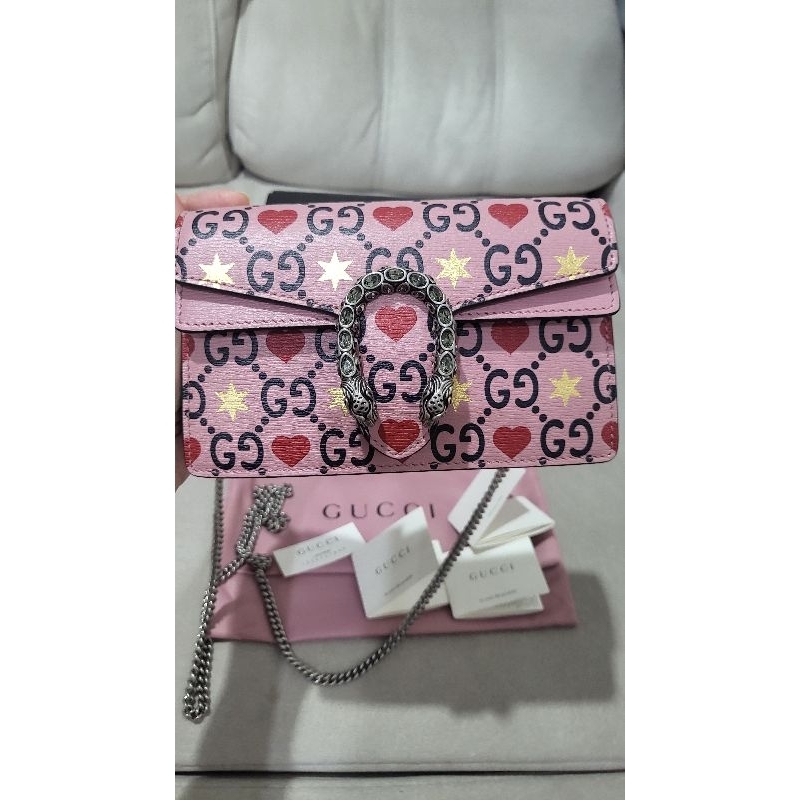 Gucci Pink Calfskin Valentine's Day Super Mini Dionysus Bag