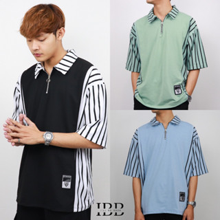 New street stripes polo เสื้อโปโลโอเวอร์ไซส์