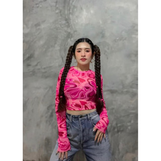 เสื้อซีทรูสุดฮิตลายหัวใจ(งานป้ายshein)พร้อมส่ง