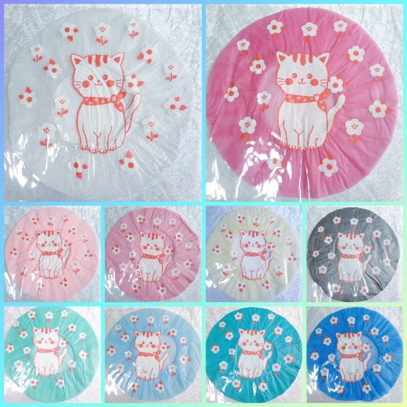 👒หมวกอาบน้ำ ลายแมวกวัก หมวกคลุมผมอาบน้ำ